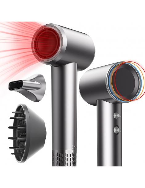 Micollme H6S Asciugacapelli con 2 bocchette asciuga i capelli medi in 2-3 minuti 59dB tecnologia a ioni negativi - grigio Fino Al -60%