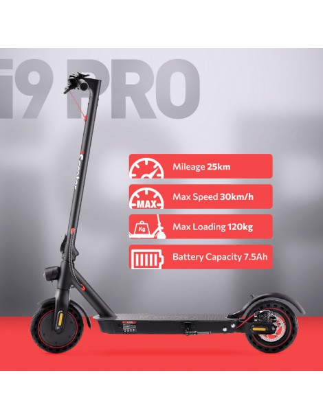 iScooter i9 Pro Scooter elettrico 8 5 pollici Pneumatico a nido d'ape 350W Motore 7 5Ah Batteria 30km/h Velocità massima Nero Qualità