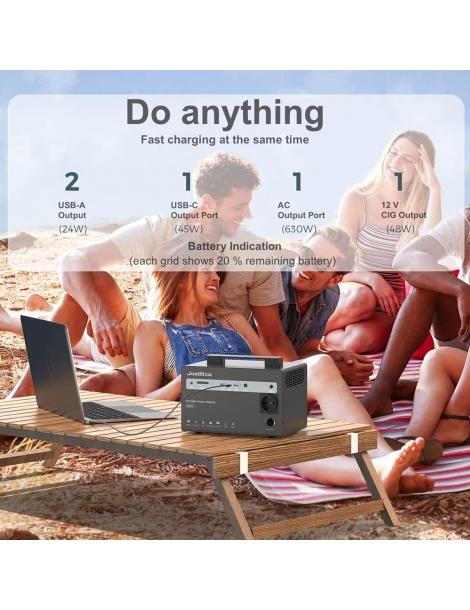 JustNow JNB600 Stazione di alimentazione portatile batteria LiFePO4 da 460Wh picco AC 630W 900W 3500 cicli Presa