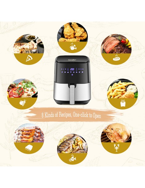 Sonifer SF1014 1450W 5L Friggitrice ad aria senza olio LED Touchscreen friggitrice elettrica Cestello antiaderente Qualità Garantita