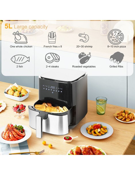 Sonifer SF1014 1450W 5L Friggitrice ad aria senza olio LED Touchscreen friggitrice elettrica Cestello antiaderente Qualità Garantita