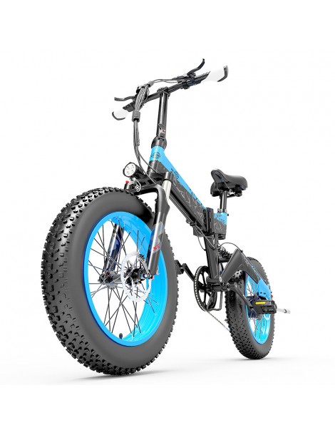 BEZIOR XF200 Bici elettrica pieghevole da 20 pollici con pneumatici grassi Motore da 1000 W Batteria da 48 V 15 Ah - Nero Blu Trasporto libero internazionale