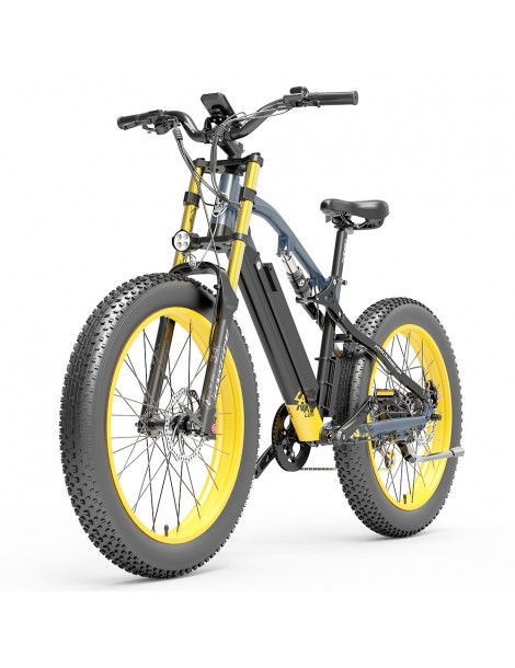 LANKELEISI RV700 16Ah 48V 1000W Bicicletta elettrica - Nero Giallo Fino Al -60%