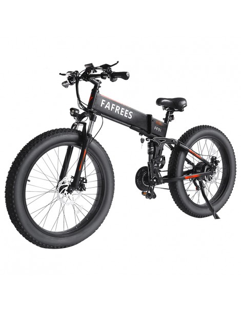 FAFREES FF91 26 Pollici Pneumatici Grassi Mountain Bike Elettrica Pieghevole Motore 1000W e Batteria 499Wh 10Ah - Nero Affare Del Giorno