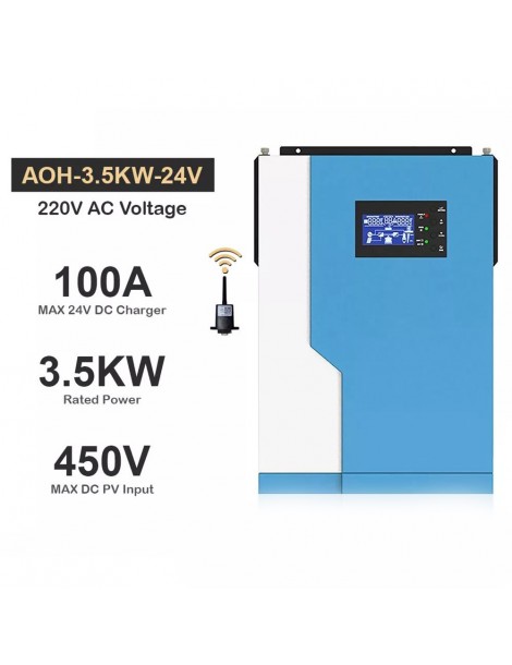 DAXTROMN Inverter Solare Off Grid da 3 5KW Caricatore MPPT da 24V DC 100A Sinusoidale Puro con Ingresso PV 450VDC e WiFi Pezzi Unici