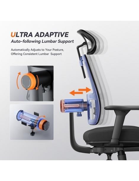 NEWTRAL MagicH-BP Sedia ergonomica con poggiapiedi schienale auto-avvolgente supporto lombare adattivo - Nero Offerte giornaliere