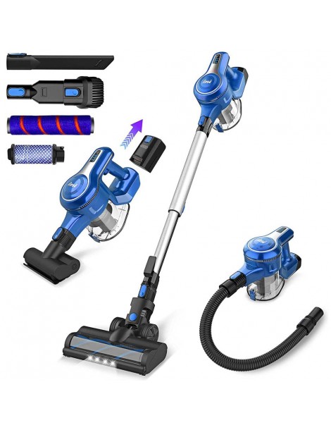 INSE S6 Aspirapolvere portatile a batteria 25 Kpa 2500 mAh Batteria agli ioni di litio Motore avanzato Brushless 250W - Blu Rilascio limitato