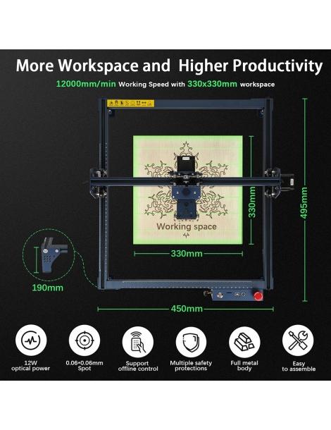 DIMIFUN DM6 B12 12W Macchina per incisione laser protezione degli occhi precisione 0 01 mm spot 0 06 mm Duty-free