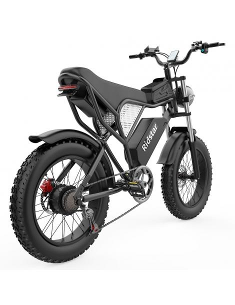 Ridstar Q20 Electric Bike 1000W Brushless Motor 20*4 Inch Fat Tires 48V 20Ah Removable Battery 30mph Max Speed 2025