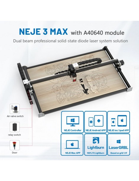 NEJE 3 MAX Incisore laser con kit di moduli a doppio raggio laser A40640 - 460x810 mm Presa