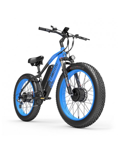 LANKELEISI MG740 PLUS 26*4.0'' Pneumatici Bici Elettrica 1000W*2 Doppio Motore 48V 17.5Ah Batteria - Blu Offerta speciale