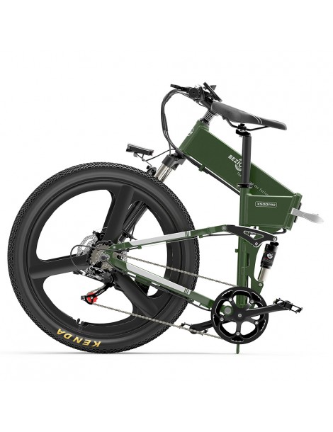 BEZIOR X500 PRO Mountain Bike Elettrica Pieghevole Pneumatico 26*1.95 Pollici Motore 500W Batteria 10.4Ah - Verde Militare Offerta per la Festa della Mamma