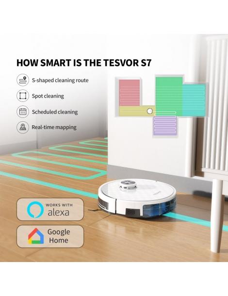 Tesvor S7 Pro Robot Aspirapolvere con Funzione Mop Aspirazione 6000Pa Navigazione Laser Pattumiera 600ml Vendita calda