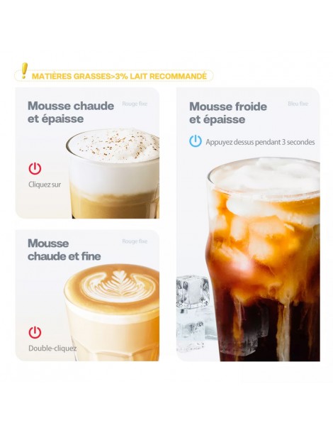 HiBREW M1A 450W Macchina montalatte miscelatore di cioccolato per latte freddo/caldo e cappuccino - nero Fino al 65% di sconto