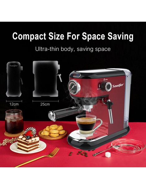 Sonifer SF3558 1450W Caffettiera elettrica per caffè espresso pompa a 15 bar cappuccinatore con schiuma di latte Only for today