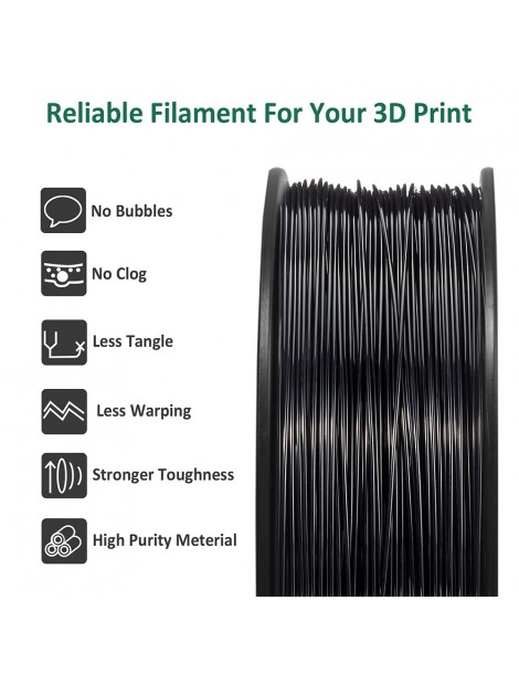 Geeetech Filamento ABS per stampante 3D precisione dimensionale 1 75 mm /- 0 03 mm Bobina da 1 kg (2 2 libbre) - nero Esporta salva