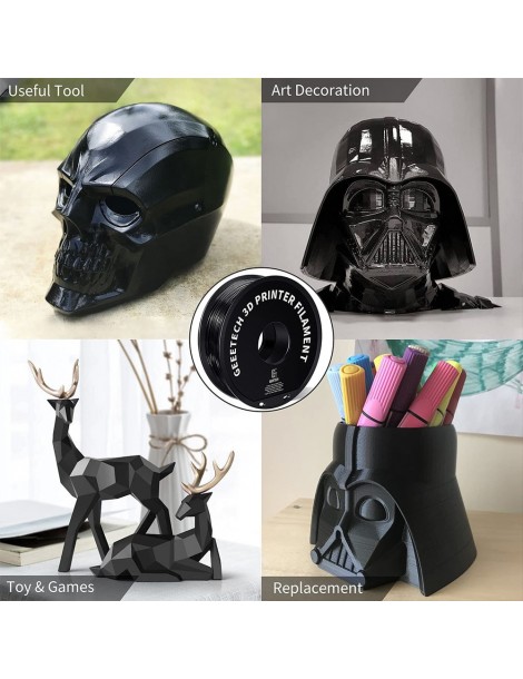 Geeetech Filamento ABS per stampante 3D precisione dimensionale 1 75 mm /- 0 03 mm Bobina da 1 kg (2 2 libbre) - nero Esporta salva