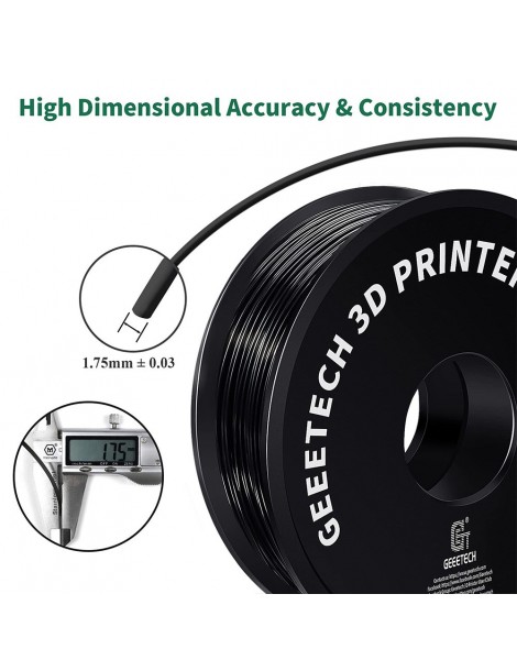 Geeetech Filamento ABS per stampante 3D precisione dimensionale 1 75 mm /- 0 03 mm Bobina da 1 kg (2 2 libbre) - nero Esporta salva