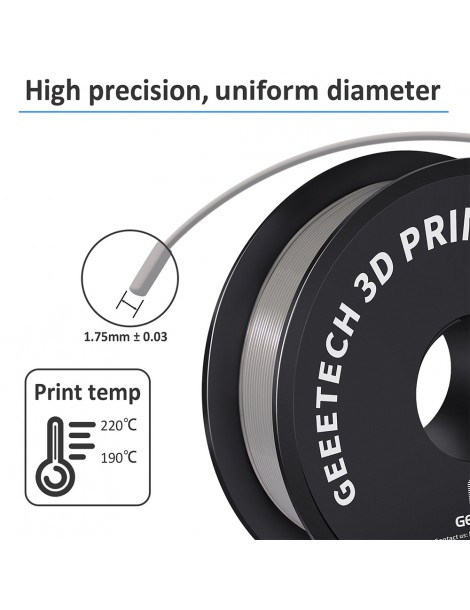 Filamento PLA Geeetech per stampante 3D precisione dimensionale 1 75 mm /- 0 03 mm Rocchetto da 1 kg (2 2 libbre) - Grigio In vendita