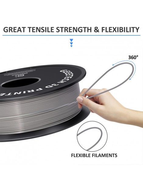 Filamento PLA Geeetech per stampante 3D precisione dimensionale 1 75 mm /- 0 03 mm Rocchetto da 1 kg (2 2 libbre) - Grigio In vendita