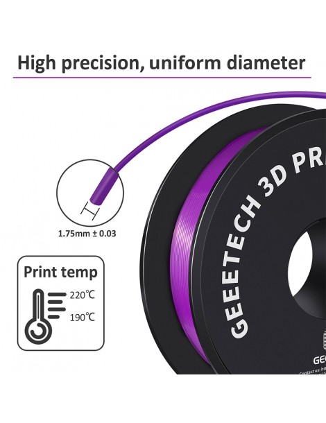 Filamento PLA Geeetech per stampante 3D precisione dimensionale 1 75 mm /- 0 03 mm Bobina da 1 kg (2 2 libbre) - Viola Duty-free
