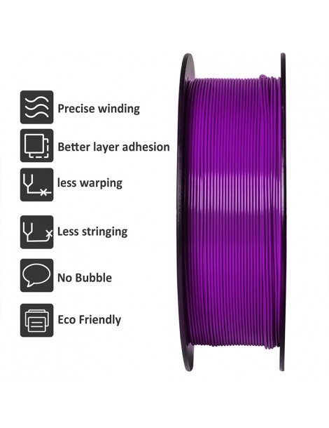 Filamento PLA Geeetech per stampante 3D precisione dimensionale 1 75 mm /- 0 03 mm Bobina da 1 kg (2 2 libbre) - Viola Duty-free