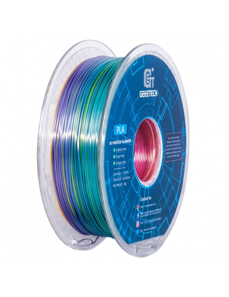 Geeetech Filamento PLA di seta per stampante 3D precisione dimensionale di 1 75 mm /- 0 03 mm Bobina da 1 kg - Arcobaleno 2025