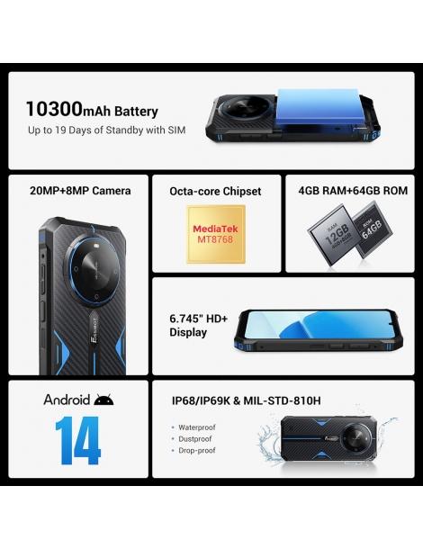 FOSSiBOT F105 Smartphone robusto schermo HD+ da 6 745 pollici batteria da 10300mAh 4GB RAM+64GB ROM - Blu Acquista Ora