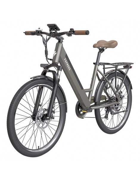 FAFREES F26 Pro 26'' E-Bike da città passo-passo 25 Km/h Motore 250W 36V 10Ah Batteria incorporata rimovibile-Grigio Nuova