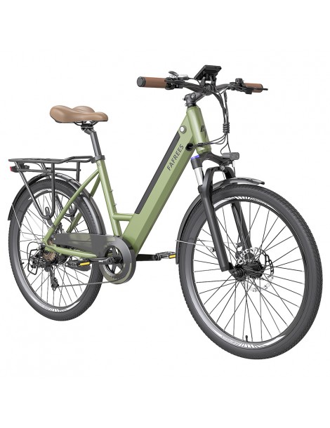 FAFREES F26 Pro 26'' E-Bike da città passo-passo 25 Km/h Motore 250W 36V 10Ah Batteria incorporata rimovibile-Verde Spedizione gratuita