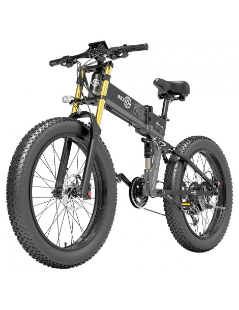 BEZIOR X-PLUS Electric Bike 1500W Motor 48V 17.5Ah Battery 26*4.0 Tire Mountain Bike 40 km/h Max Speed 200kg Load -Black Fornitura limitata