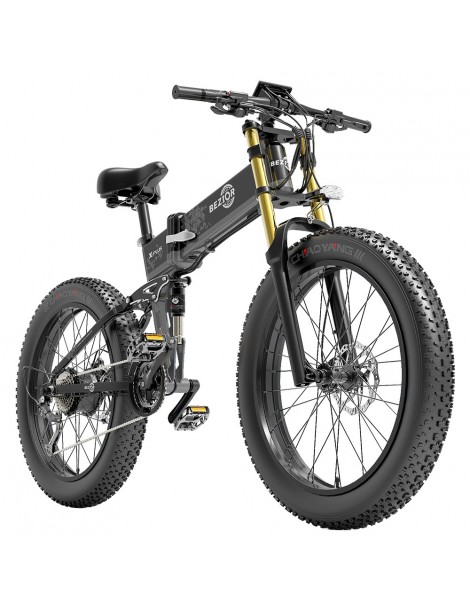 BEZIOR X-PLUS Electric Bike 1500W Motor 48V 17.5Ah Battery 26*4.0 Tire Mountain Bike 40 km/h Max Speed 200kg Load -Black Fornitura limitata