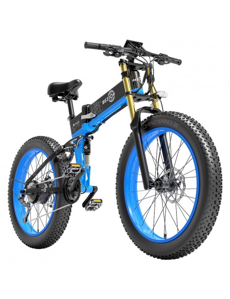 BEZIOR X-PLUS Electric Bike 1500W Motor 48V 17.5Ah Battery 26*4.0 Tire Mountain Bike 40 km/h Max Speed 200kg Load - Blue Shopping online