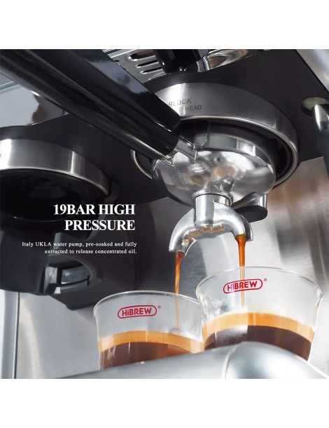 HiBREW H7 1550W Macchina da caffè 19Bar 2.8L Capacità d'acqua Caffettiera con Latte Cup Powder Tamper Scala elettronica Fino al 50% di sconto