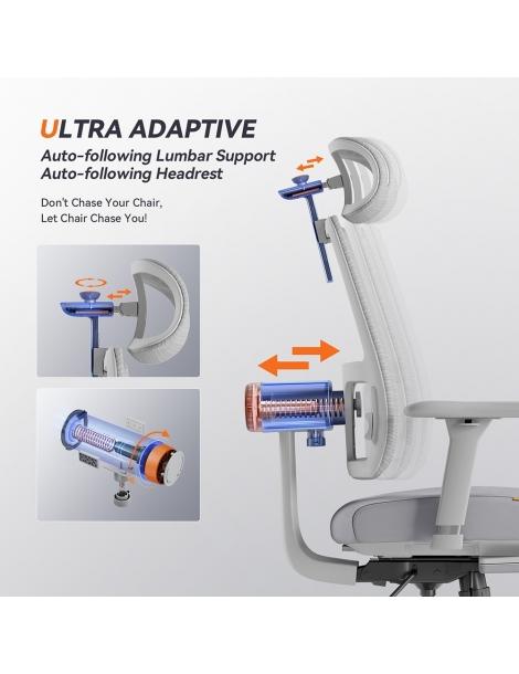 NEWTRAL MagicH-BPro Sedia ergonomica con poggiapiedi poggiaschiena auto-avvolgente supporto lombare adattivo - Grigio Solo un giorno rimasto