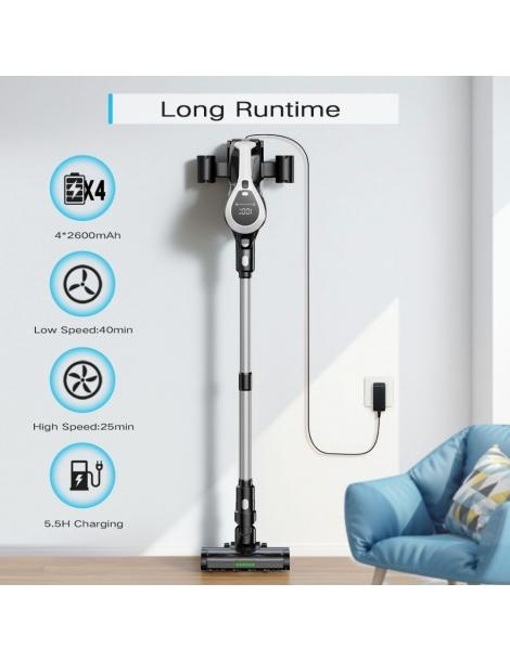 MOOSOO YC1 Aspirapolvere senza fili alta aspirazione 12kPa fino a 40min di funzionamento display a LED - Argento Trasporto libero internazionale