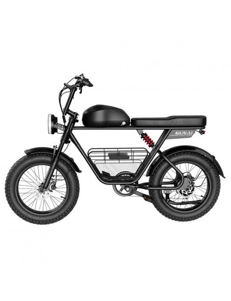 GUNAI-T Bicicletta elettrica motore 1000W batteria 48V 21Ah pneumatici grassi 20*4.0 pollici velocità massima 60km/h - Nero Saldi Di Fabbrica