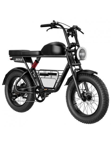 GUNAI-T Bicicletta elettrica motore 1000W batteria 48V 21Ah pneumatici grassi 20*4.0 pollici velocità massima 60km/h - Nero Saldi Di Fabbrica