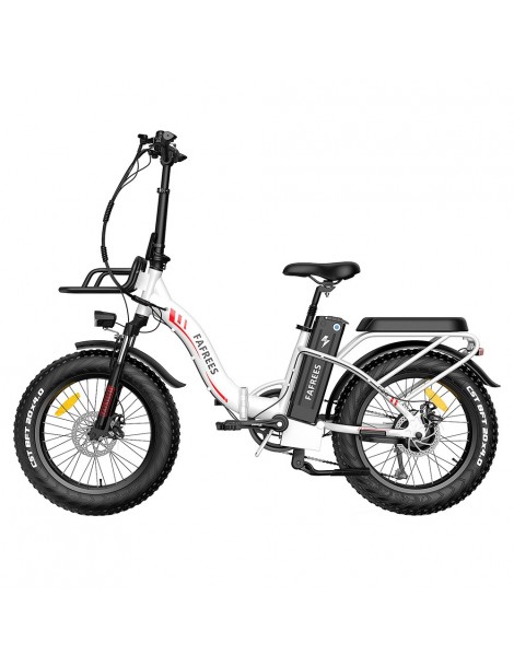 FAFREES F20 Max 20*4.0 Pneumatici Grassi da 20 Pollici Bicicletta Elettrica Pieghevole - Batteria 22.5Ah e Motore 500W - Bianco Nuova