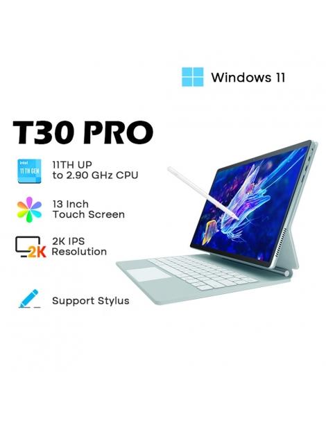 DERE T30 PRO 2-in-1 Laptop 13 pollici 2K IPS Touch Screen Tablet PC/Tastiera magica Penna stilo 16GB DDR4 512GB SSD - Verde Vendita calda