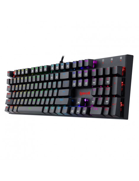 Tastiera meccanica cablata a 104 tasti K565-RGB Retroilluminazione RGB Layout USA Base in alluminio Interruttore rosso - Nero Sconti VIP