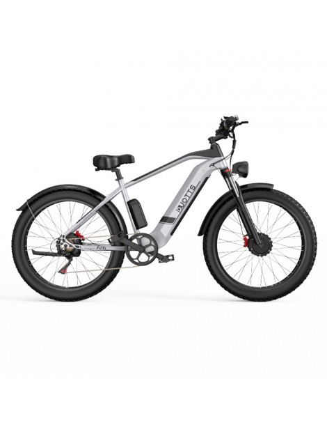 DUOTTS F26 26*4.0 Inch Bicicletta elettrica con pneumatici grassi doppio motore 750W*2 batteria LG 17.5Ah - Argento Super sconto