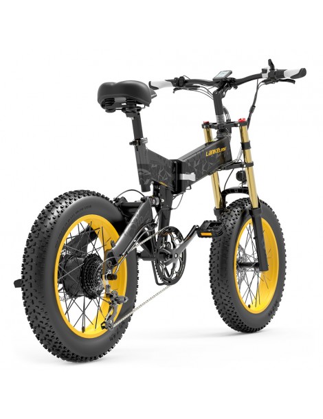 LANKELEISI X3000 Plus Bicicletta elettrica pieghevole Big Fork 48V 1000W Motore 17.5Ah Batteria - Nero 2025