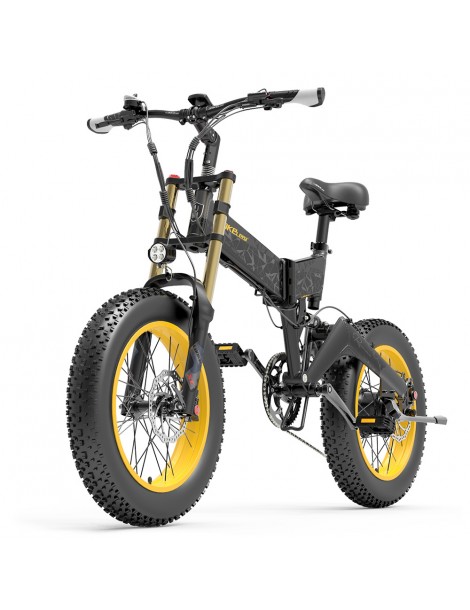 LANKELEISI X3000 Plus Bicicletta elettrica pieghevole Big Fork 48V 1000W Motore 17.5Ah Batteria - Nero 2025