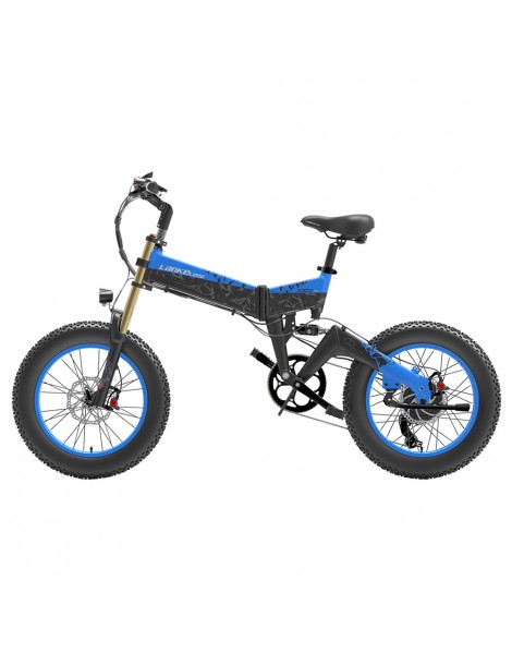 LANKELEISI X3000 Plus Bicicletta elettrica pieghevole Big Fork 48V 1000W Motore 17.5Ah Batteria - Nero e Blu Italy