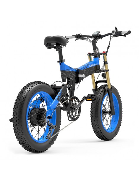 LANKELEISI X3000 Plus Bicicletta elettrica pieghevole Big Fork 48V 1000W Motore 17.5Ah Batteria - Nero e Blu Italy