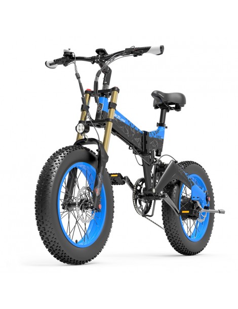 LANKELEISI X3000 Plus Bicicletta elettrica pieghevole Big Fork 48V 1000W Motore 17.5Ah Batteria - Nero e Blu Italy