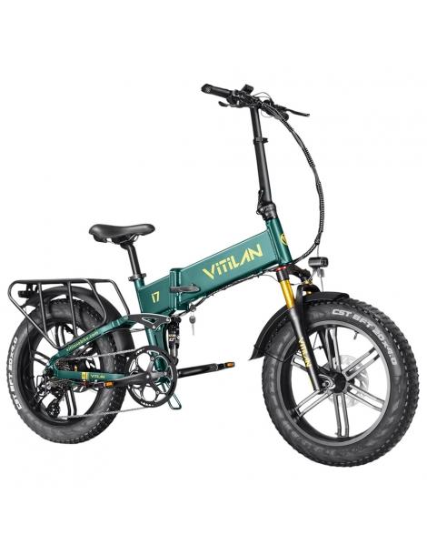 Vitilan I7 Pro 3.0 Bicicletta elettrica motore 750W 48V 20Ah pneumatico grasso 20*4.0 pollici 45km/h 80Nm 110km - Verde Sottocosto