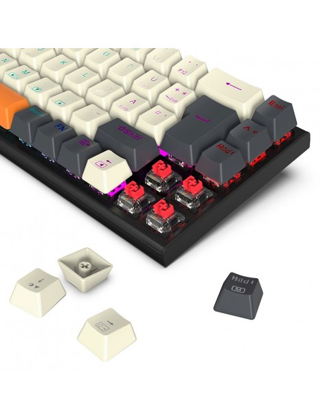 K633CGO-RGB Ryze Tastiera da gioco meccanica compatta a 68 tasti Layout tedesco Interruttore rosso retroilluminato RGB Offerta speciale