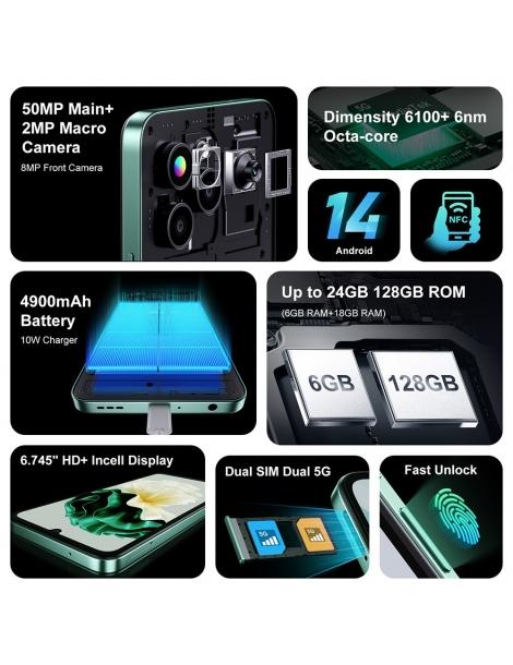FOSSiBOT S1 5G 6GB+128GB Smartphone schermo da 6 745 pollici fotocamera da 50MP NFC GPS Android 14 - Nero Fornitura limitata